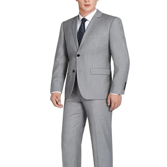 Light Grey Suit - Silver Gray Suit For Wedding - Mens Basic Two Button Slim Fit
